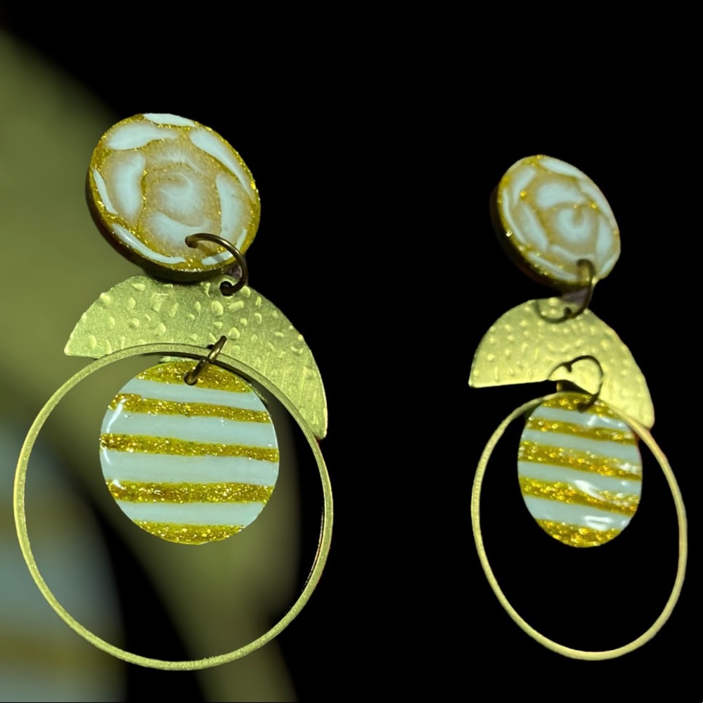 NWOT handcrafted wood earrings with brass and or stainless steel hardware.